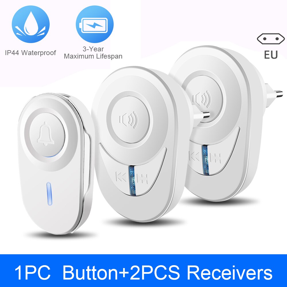 Elecpow Wireless Doorbell Outdoor Waterproof Smart Home Door Bell Elderly Emergency Call Reminder LED Flash Home Security Alarm