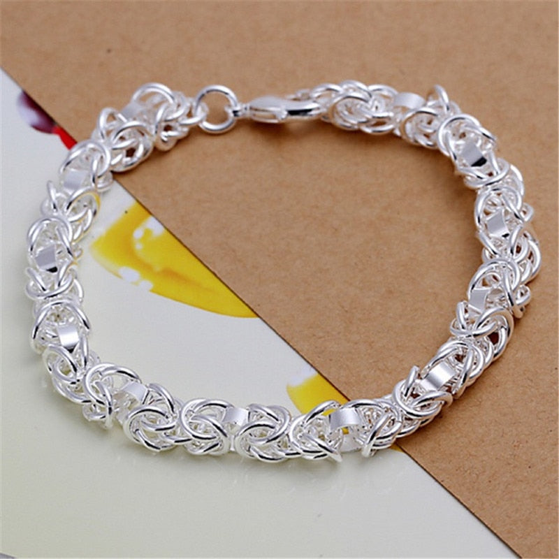 8 Inch 18K Gold Bracelet 5MM Sideways Chain Bracelet For Woman Men Fashion Wedding Engagement 925 Sterling Silver Jewelry Gifts