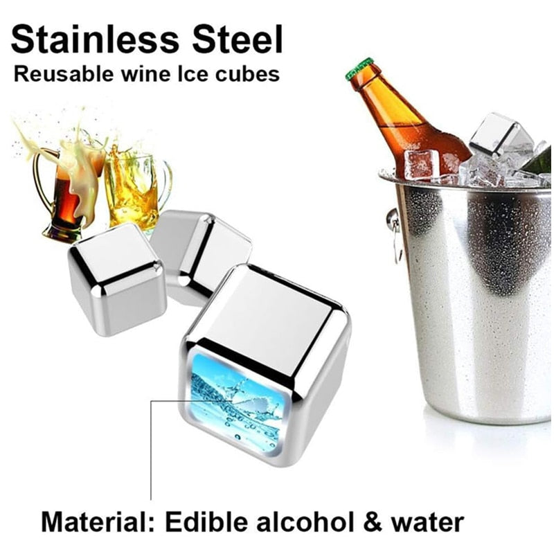 Stainless Steel Ice Cubes Beer Red Wine Coolers Reusable Chilling Stones Vodka Whiskey Holders Keep Drinks Cold Party Bar Tools