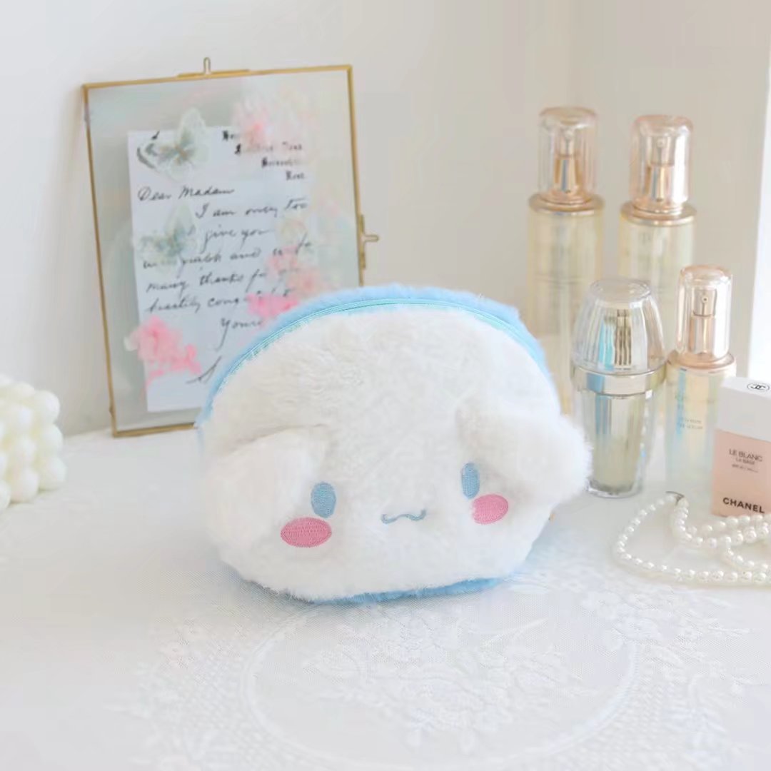 Sanrioed Hello Kitty Plush Pencil Case My Melody Cinnamoroll Purin Cartoon Storage Bag Large Capacity Makeup Bag Stationery Gift