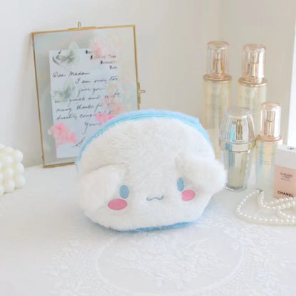 Sanrioed Hello Kitty Plush Pencil Case My Melody Cinnamoroll Purin Cartoon Storage Bag Large Capacity Makeup Bag Stationery Gift