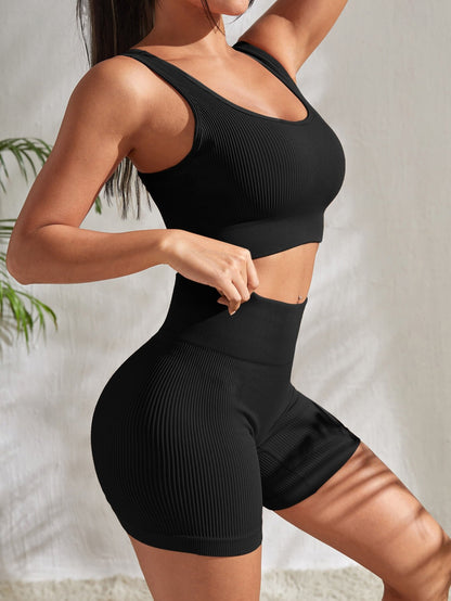 Seamless Yoga Set Gym Suits With Shorts Crop Top Sexy Bra Women's Pants 2 Pieces Set Running Workout Outfit Fitness Clothing