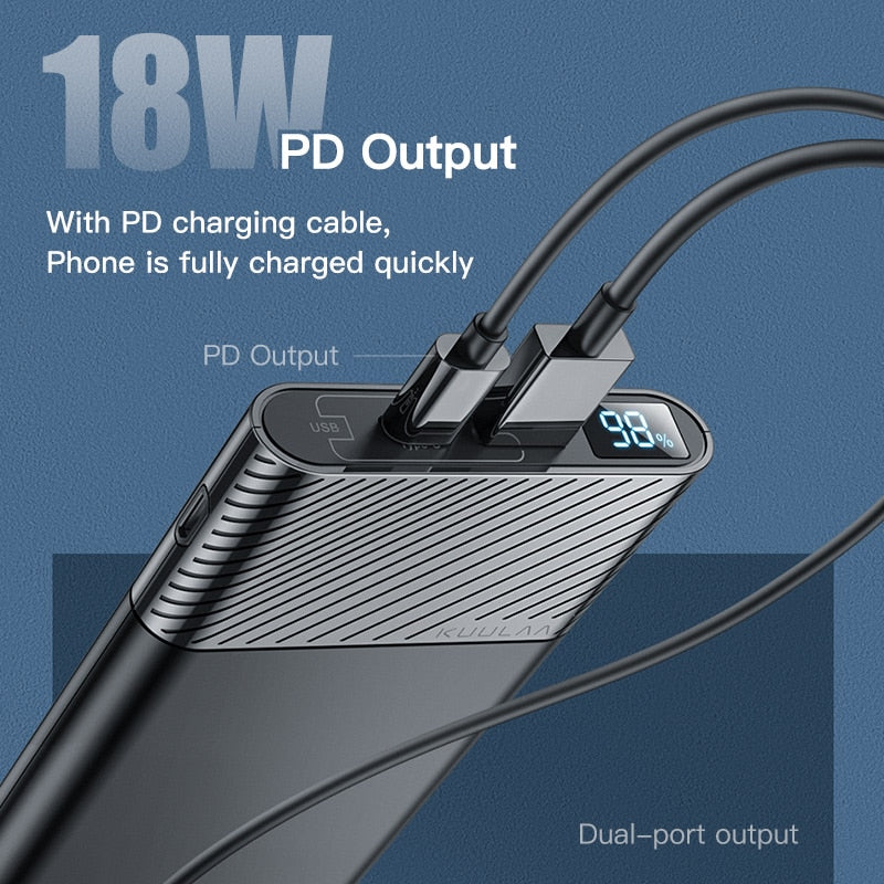 KUULAA Power Bank 10000mAh QC PD 3.0 PoverBank Fast Charging PowerBank 10000 mAh USB External Battery Charger For iPhone 14 13