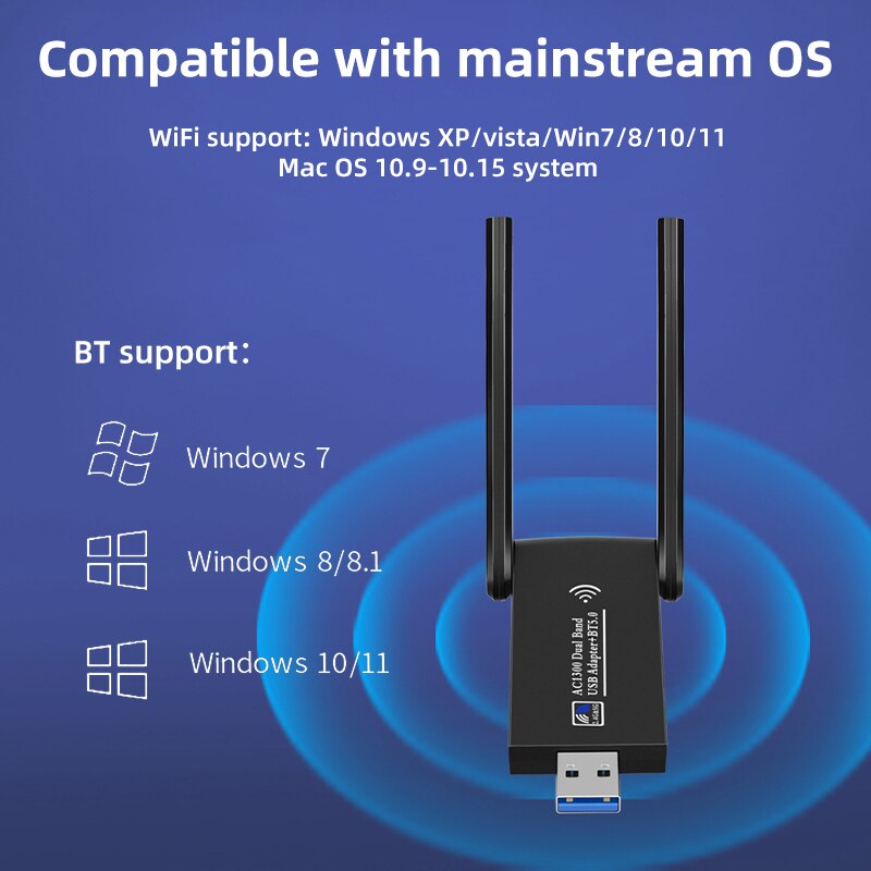 USB WiFi Wireless Network Card Bluetooth 5.0 USB 3.0 Dongle 5GHz Wi-Fi Adapter Dual Band WiFi Card For PC Laptop Windows MaxOS