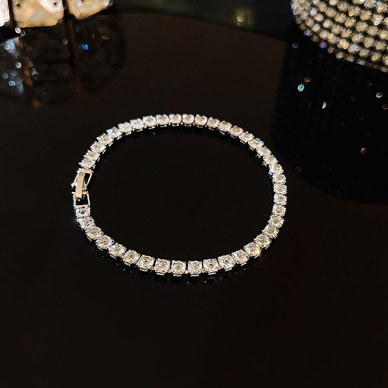 Full of Rhinestone Stainless Steel Bracelet For Women 2022 New  Designer Shiny Luxury Zircon Adjustable Bracelets Jewelry Gift