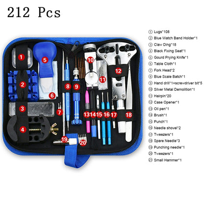 147pcs Watch Repair Tool Kit Watchmaker Link Pin Remover Case Opener Spring Bar Horlogemaker Gereedschap nh35 Clock Repair Set