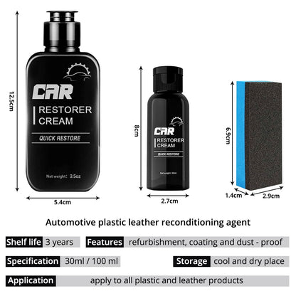 Car Restorer Cream Quick Restorer Paste 100ml Auto Plastic Leather Refurbishment Agent Washable Refresh Aging Surfaces Car Care