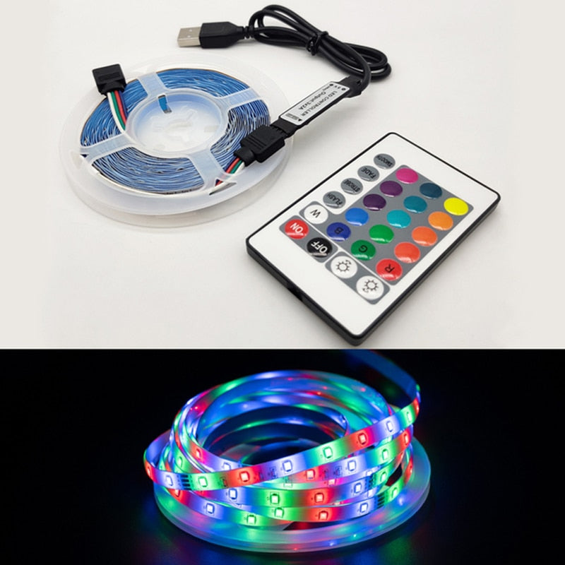 LED Strip Light Flexible Lamp 1M 2M 3M 4M 5M Tape Diode SMD 2835 DC5V Desk Screen TV Background Lighting USB Cable 3 Key Control