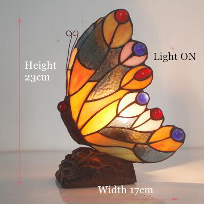 Tiffany Table Lamp Retro Stained Glass Butterfly Desk Lamp Hotel Decor Table Lamp Bedroom LED Night Light Christmas Decoration