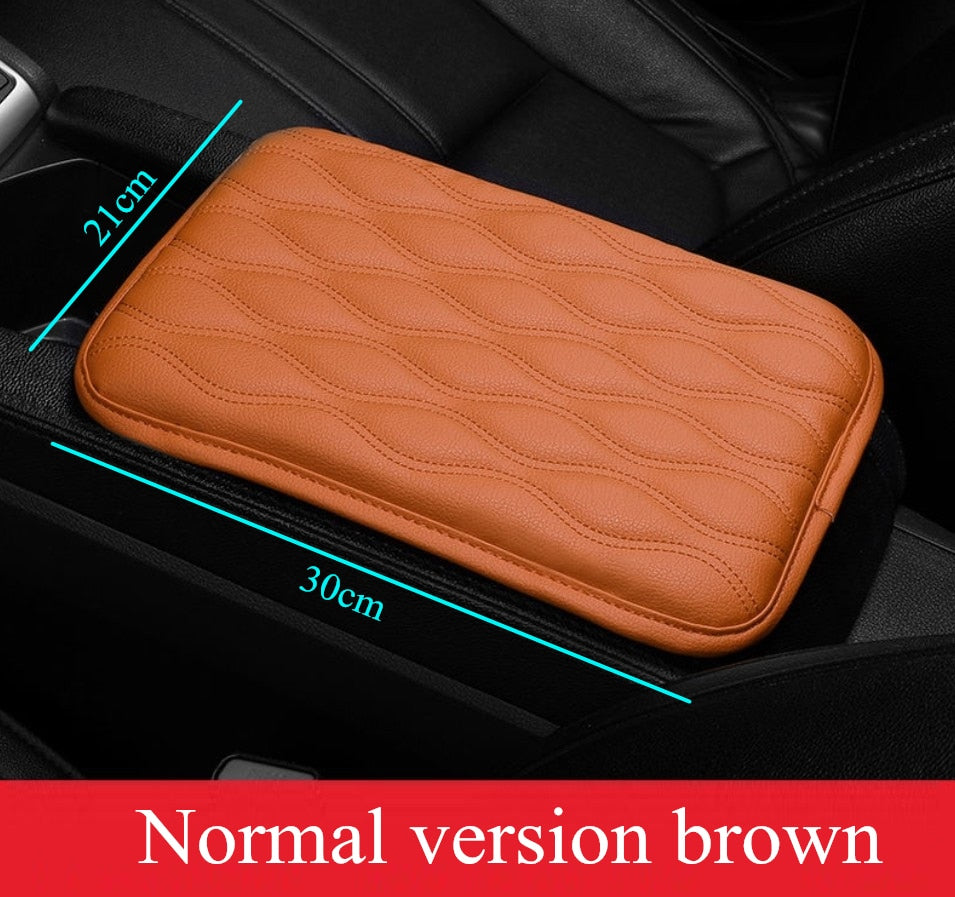 Wave Embroider PU Leather Car Armrest Mat Center Console Arm Rest Protection Cushion Auto Armrests Storage Box Cover Pad