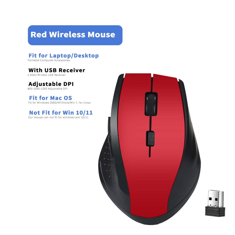 2.4Ghz Wireless Mouse Gamer for Computer PC Gaming Mouse With USB Receiver Laptop Accessories for Windows Win 7/2000/XP/Vista