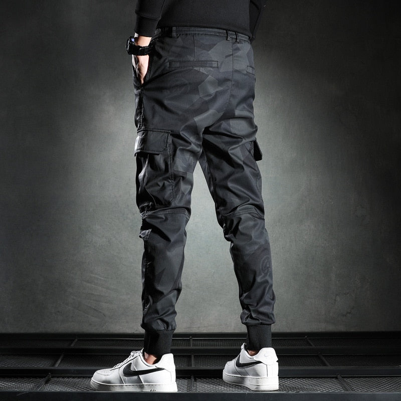 Sweatpants Men Camouflage Elasticity Military Cargo Pants Drawstring Multi Pockets Bottoms Casual Jogger Trousers