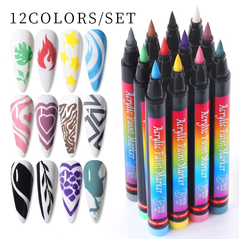 1Set Nail Art Drawing Pen Graffiti Nail Acrylic Pen Waterproof Painting Liner DIY 3D Abstract Line Nail Art Beauty Tool Manicure