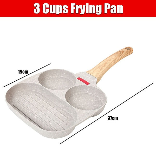 Non-Stick Frying Pan Square Grilling Pan Divided Omelet Egg Frying Pan Steak Breakfast Skillet for Gas Stove Induction Cookware