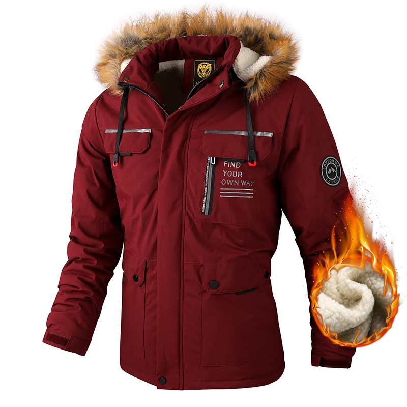 Fashion Men&#39;s Casual Windbreaker Jackets Hooded Jacket Man Waterproof Outdoor Soft Shell Winter Coat Clothing Warm Fleece Thick