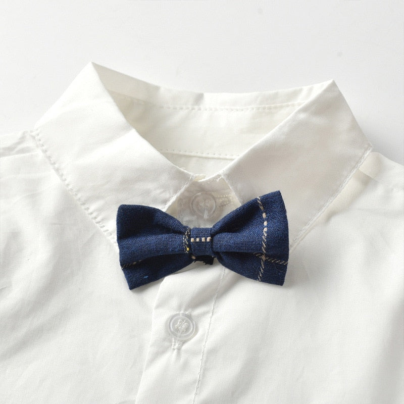 Baby Boy Clothes Birthday Party Baby Costume Boys Gentleman Tie Blue Shirt Vest Pants Autumn Toddler Baby Clothing Set Outfits