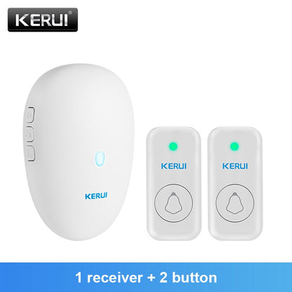 KERUI M521 Outdoor Wireless Doorbell Smart Home Security Welcome Chime Kit Door Bell Alarm LED Light Outdoor Button Battery