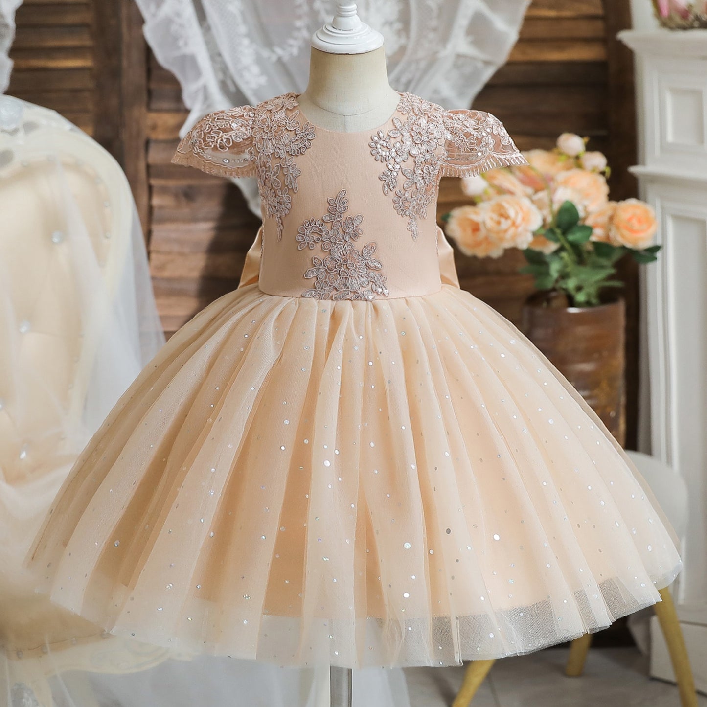 1-5 Yrs Toddler Girls Party Dresses Embroidery Lace Cute Baby 1st Birthday Baptism Vestido Ruffles Kids Wedding Evening Dresses