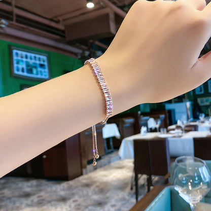 Full of Rhinestone Stainless Steel Bracelet For Women 2022 New  Designer Shiny Luxury Zircon Adjustable Bracelets Jewelry Gift