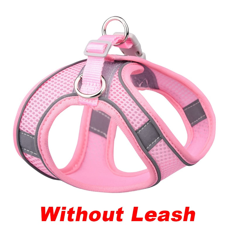 Reflective Pet Harness Dogs Strap With Leash Adjustable Nylon Harness Vest Breathable Collars For Chihuahua Small Large Dogs