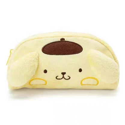 Sanrioed Hello Kitty Plush Pencil Case My Melody Cinnamoroll Purin Cartoon Storage Bag Large Capacity Makeup Bag Stationery Gift