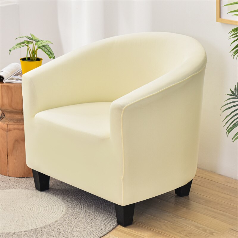 Single Seat Armchair All Cover Solid Color Stretch Club Couch Slipcover Simple Morden Style For Living Room Home Hotel Bar Decor