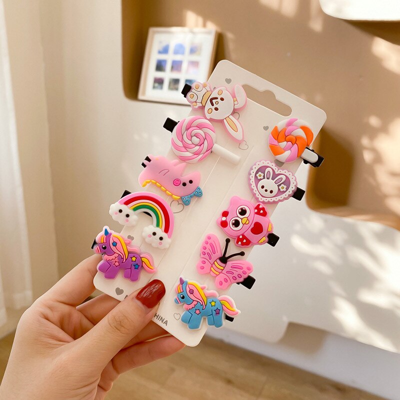 10PCS/Set New Cute Cartoon Unicorn Hair Clips for Girls Colorful Sweet Unicorn Hairpin Kids Barrette Hair Accessories for Girls