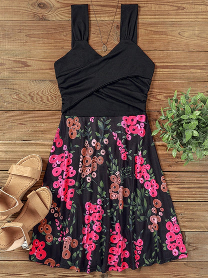 2023 New Summer Dresses Women Casual Suspenders Sleeveless V-Neck flower Print Loose Sundress Beach Dress Vestidos