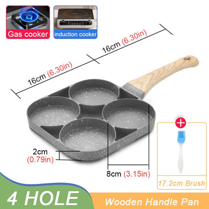 2/4-Hole Frying Pot Pan Thickened Omelet Pan Non-stick Egg Pancake Steak Pan Cooking Egg Ham Pans Dual Purpose Cookware Pan