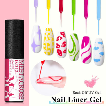 MEET ACROSS 6/12Pcs Nail Liner Gel Set Line Polish Gel Kit Nail Art Design For UV Paint Nail Drawing Polish DIY Painting Varnish