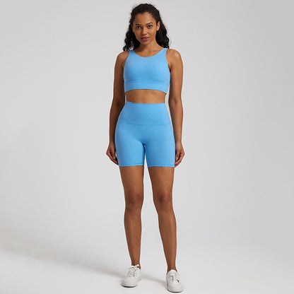 Seamless Yoga Set Gym Workout Clothes Two-piece Suit Women Running Fitness Set Sports Bra Top And High Waist Shorts Sportswear