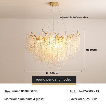 Nordic Foyer E14 Led Ceiling Chandelier Tree Branch Glass Chandelier Lighting Living Room Lustre Led Lamp Indoor Deco Lighting