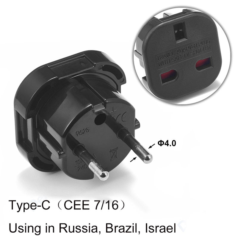 EU Universal Plug UK to EU Converter Euro Travel Adapter 250V Power Adapter Charger EU Plug Adapter British Scoket Outlet