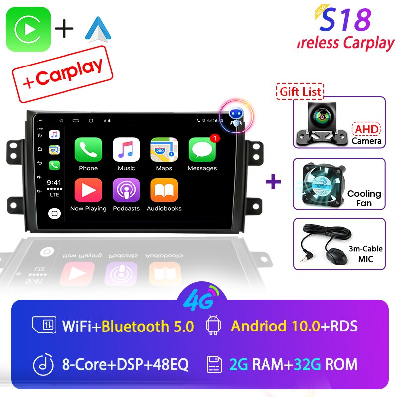 Android Car Radio for Suzuki SX4 2006-2013 Fiat Sedici 2005-2014 Multimedia Video Player Navigation 2din Carplay Stereo Audio