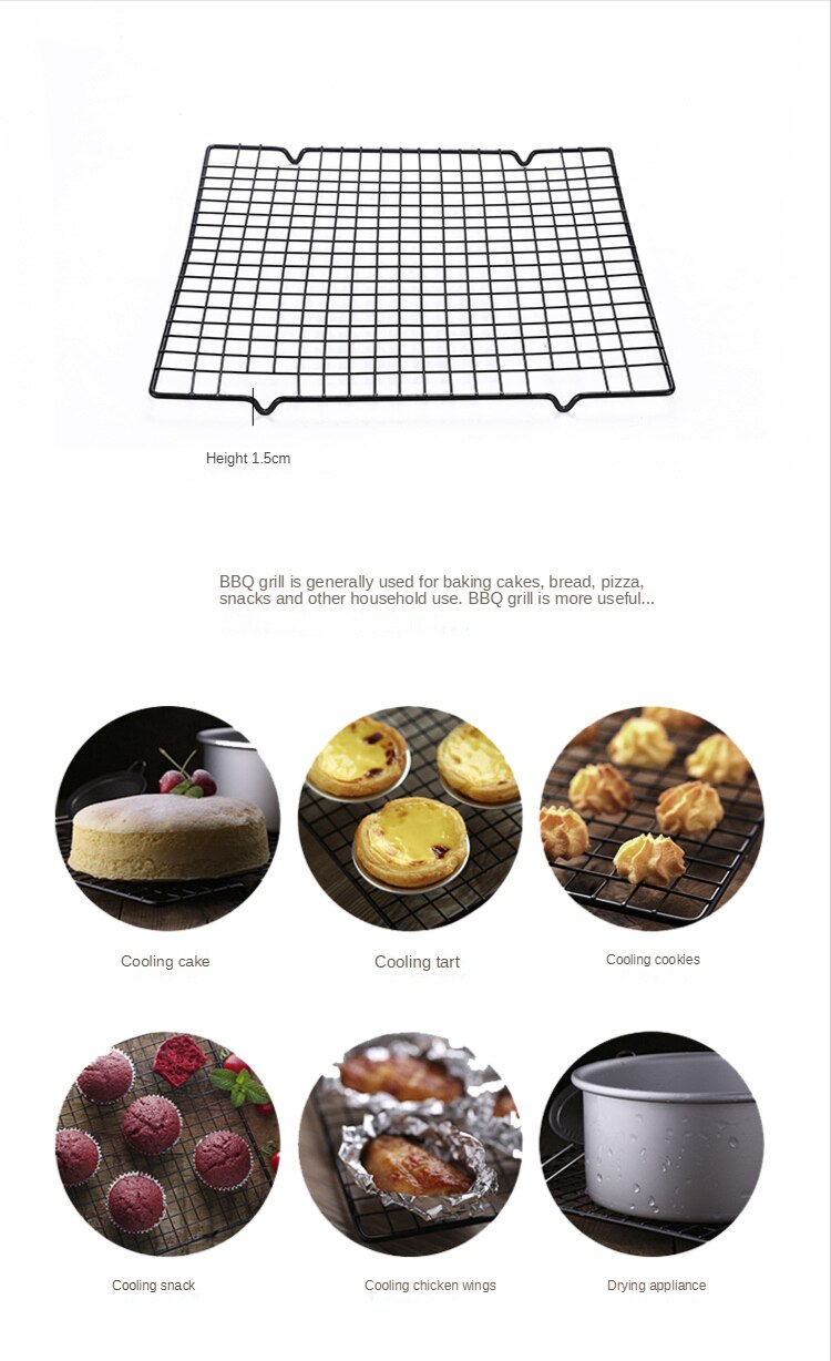 Baking Cake Cooling Rack Black Non-stick Cold Drying Wire Baking Net for Dessert Tart Grilled Chicken Wings Utensils Baking Tool