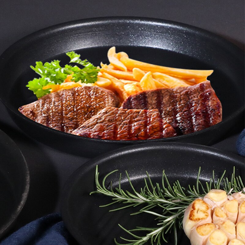 Aluminum Frying Pan Non-stick Barbecue Frying Pan Korean round Tray  Barbecue Grill Tray Kitchen Cooking Cookware