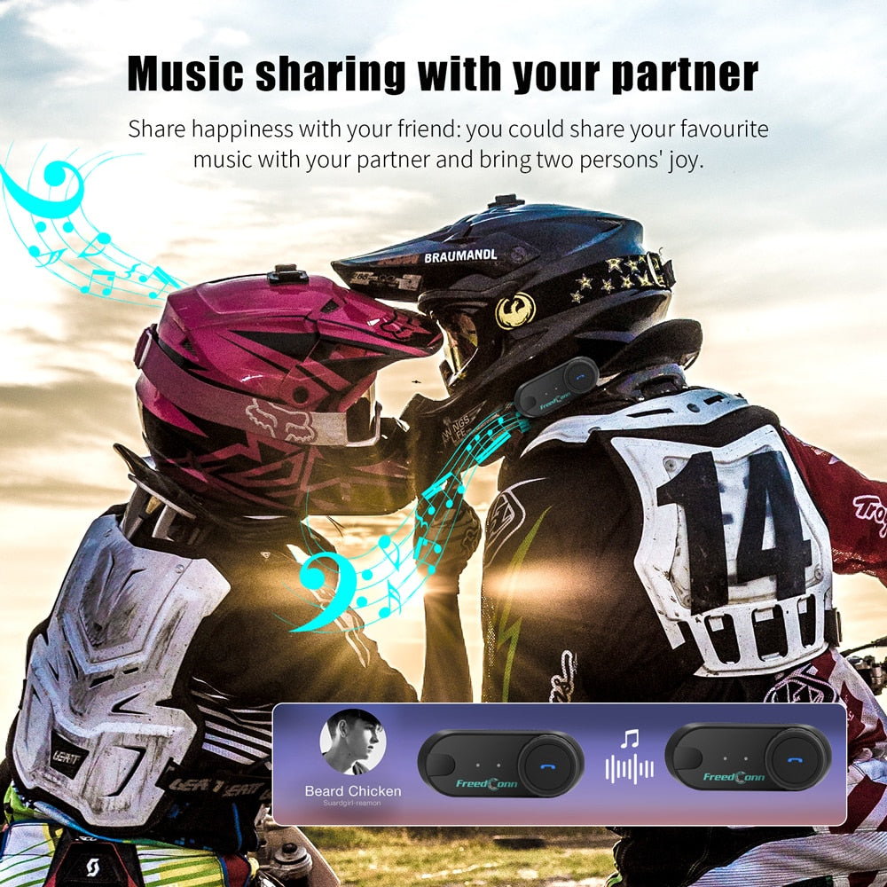 FreedConn Bluetooth Motorcycle Intercom Helmet Headset Headphone FM Music Sharing Helmets Communicator Speaker