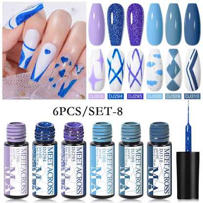 MEET ACROSS 6/12Pcs Nail Liner Gel Set Line Polish Gel Kit Nail Art Design For UV Paint Nail Drawing Polish DIY Painting Varnish