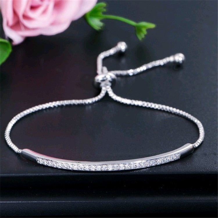 Luxury Roman Crystal Bracelet For Women Fashion Heart Chain Bracelets Rhinestone Bangle Wedding Bridal Jewelry Accessories Gifts