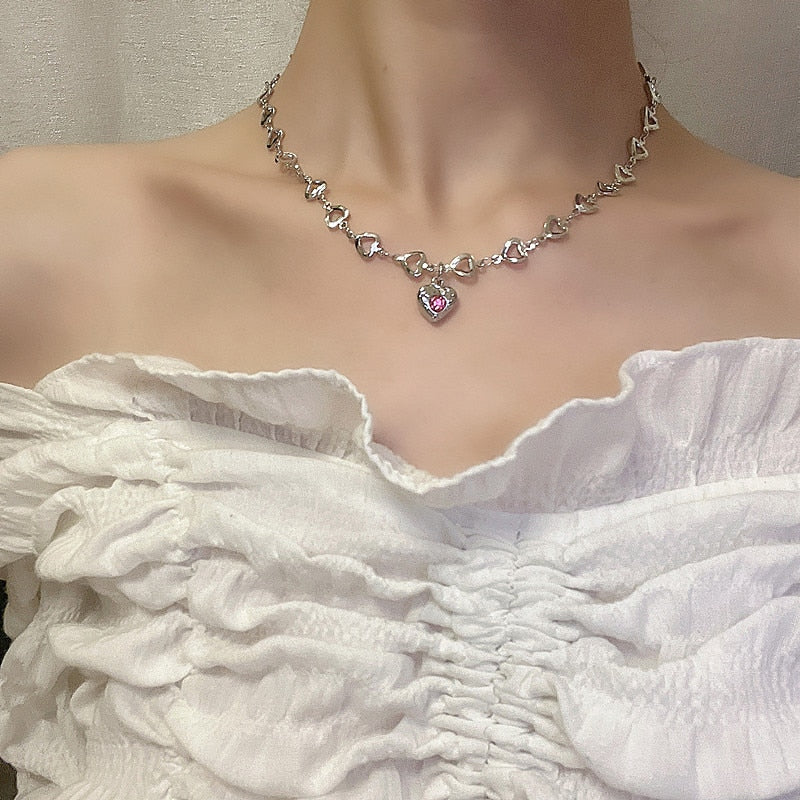 2022 New Popular Silver Colour Sparkling Clavicle Chain Choker Necklace For Women Fine Jewelry Wedding Party Gift