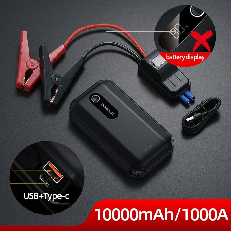 Baseus 20000mAh Car Jump Starter Power Bank 2000A 10000mAh Car Battery Charger Auto Emergency Booster Starting Device Jump Start