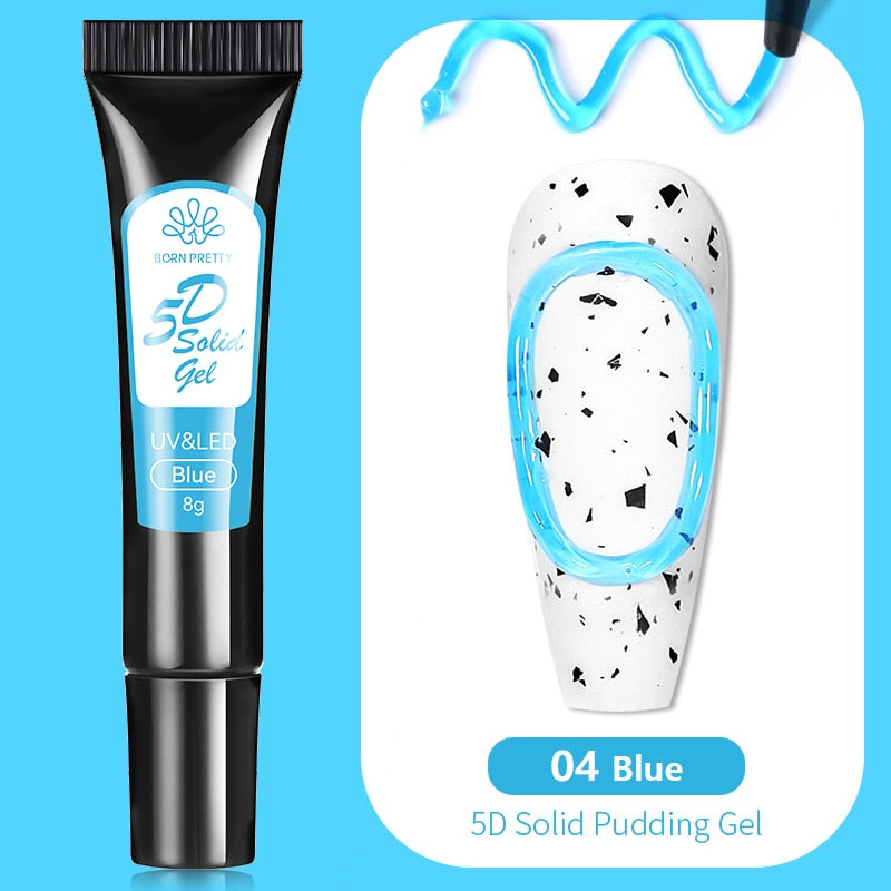 BORN PRETTY 8g Tube 5D Pudding Gel Korean-Style 5D Solid Gel Emboss Nail Design Macaron Translucent Paint Liner Gel 6 Colors