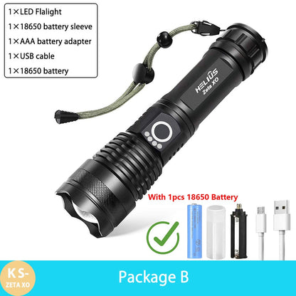 KENSUN High Power XHP70 Rechargeable Led Flashlight 4 Core Torch Zoom Usb Hand Lantern For Camping, Outdoor &amp; Emergency Use ﻿