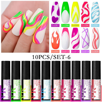 MEET ACROSS 6/12Pcs Nail Liner Gel Set Line Polish Gel Kit Nail Art Design For UV Paint Nail Drawing Polish DIY Painting Varnish