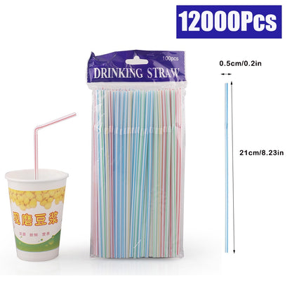 100/500/12000Pcs Multicolor Drinking Straws Rietjes Black Straw Cocktail Kitchen Wedding Bar Party Beverage Straws Accessories