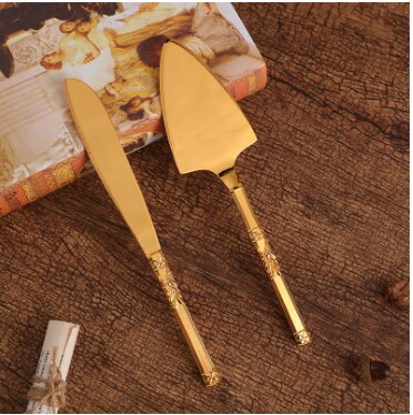 Western food baking tools hollow out handle triangular pizza shovel cake dessert knife two-piece Wedding Gift Set