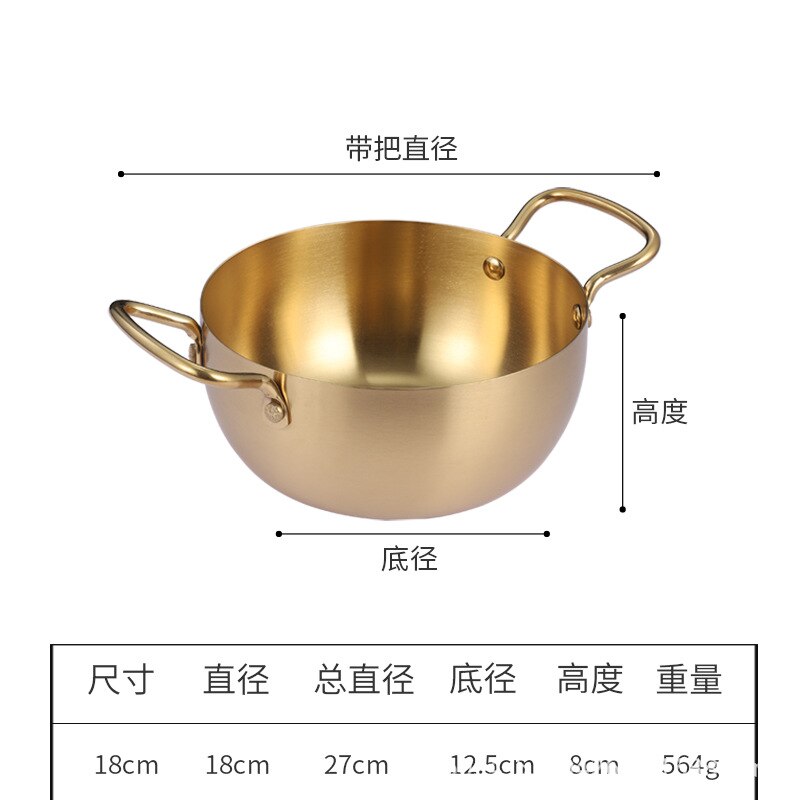 Instant Noodles Korean Style Stainless Steel Soup Pot Induction Cooker Available Household Binaural Stainless Steel  Ramen Pot