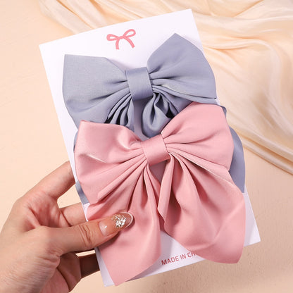 2Pcs/set Women Girls Sweet Solid Bowknot Hair Clips Print Bows Hairpins Ribbon Barrettes Duckbill Clip Headwear Hair Accessories