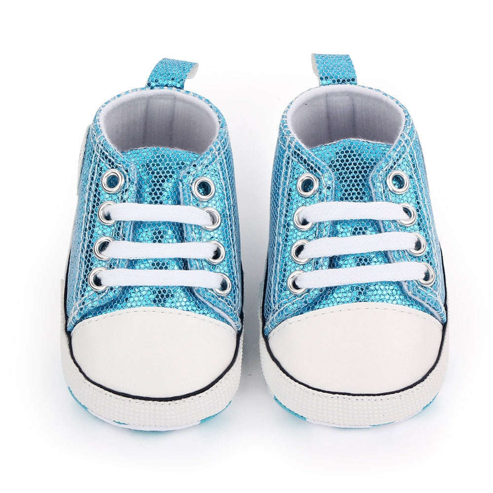 2023 Newborn Sequined Canvas Baby Sneakers Baby Shoes Baby Boys Girls Shoes Baby Toddler Shoes Soft Sole Non-slip Baby Shoes