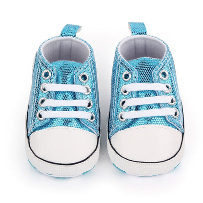 2023 Newborn Sequined Canvas Baby Sneakers Baby Shoes Baby Boys Girls Shoes Baby Toddler Shoes Soft Sole Non-slip Baby Shoes